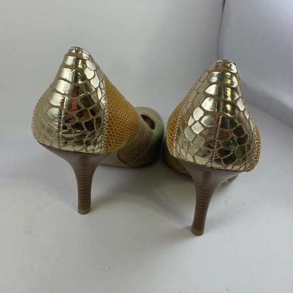 BCBG PARIS Gold Bosley Pump Heels Reptile Multicolor Embossed Leather Shoe 8.5 - Picture 8 of 12